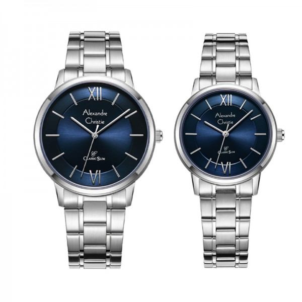 Alexandre Christie AC 8689 Silver Blue Couple